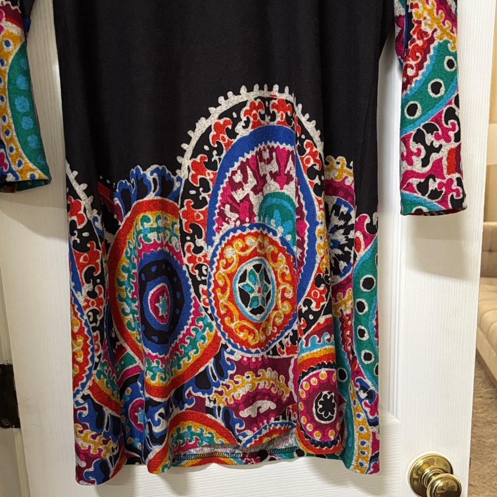 Colorful Paisley Cowl Neck Dress XL - Picture 3 of 4